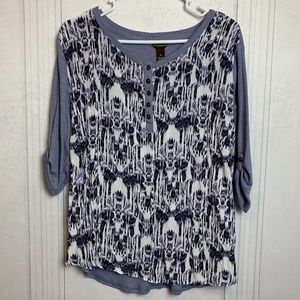 Bit & Bridle Blue/Black/White Western Top